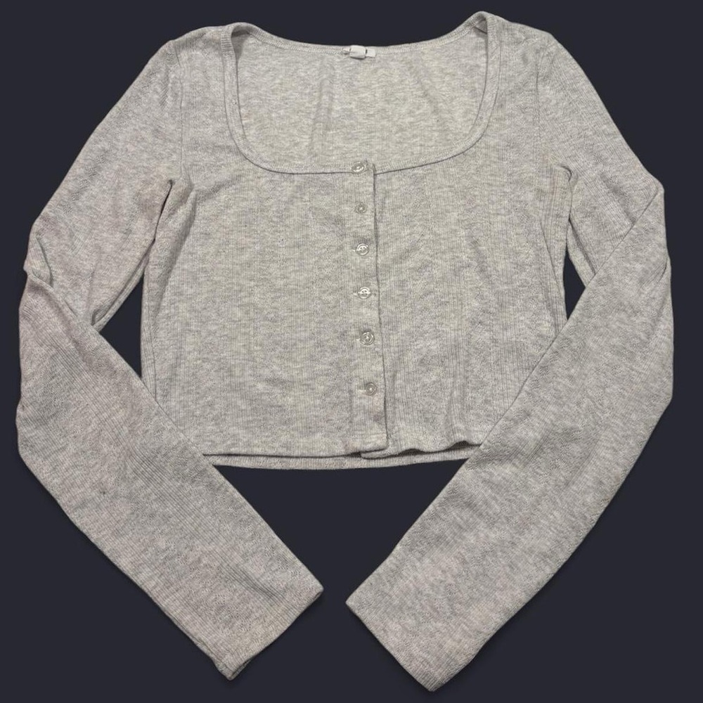 Garage pointelle scoop neck cardigan